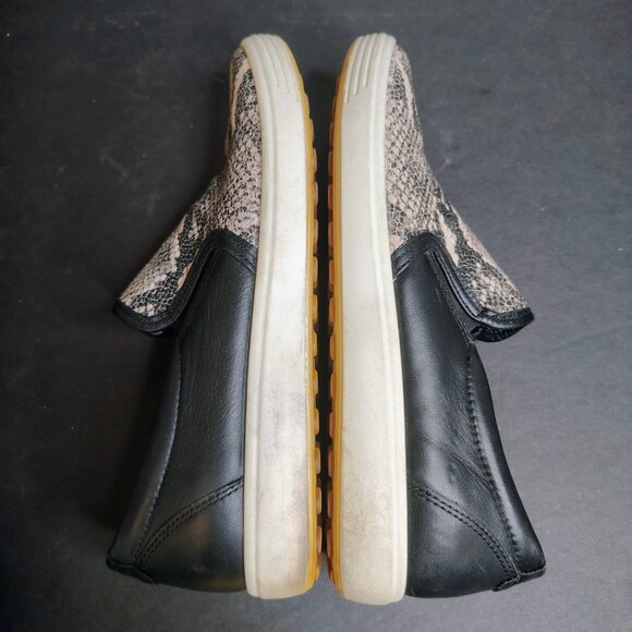 ECCO Soft 7 Leather Snakeskin Black Slip On Sneakers Shoes Size 39 (8-8.5) - Picture 9 of 10